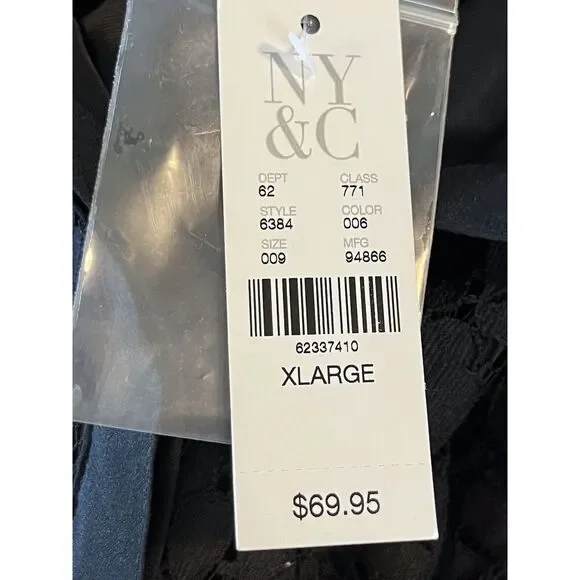 NEW YORK & COMPANY Black Lace Overlay Dress w/ Collar Size XLARGE Collared Lined - Picture 8 of 11